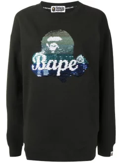 A BATHING APE® BLK Sweat à Logo Ape Brodé De Sequins Femme