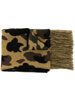 A BATHING APE® écharpe Frangée à Logo Imprimé YELLOW