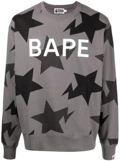 A BATHING APE® BLACK Sweat En Coton à Motif D'étoiles Homme
