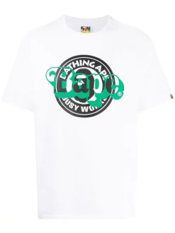 A BATHING APE® WHITE T-shirt à Logo Busy Works Homme