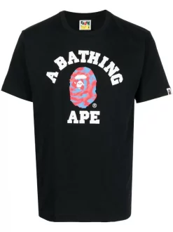 ( Nouvelle Collection ) A BATHING APE® Logo-print Cotton T-shirt BLACKXRED